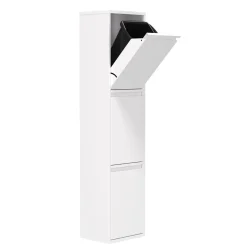 Abfalleimer Metall 3 Fächer 51L weiss