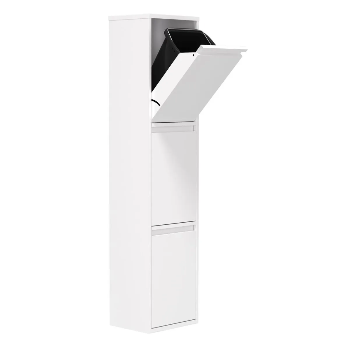 Abfalleimer Metall 3 Fächer 51L weiss