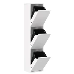 Abfalleimer Metall 3 Fächer 51L weiss