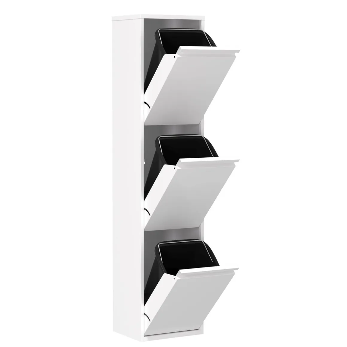 Abfalleimer Metall 3 Fächer 51L weiss