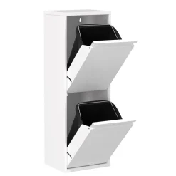 Abfalleimer Metall 2 Fächer 34L weiss