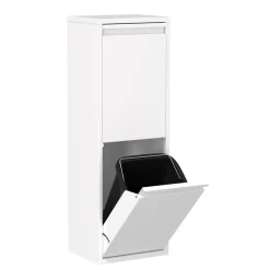 Abfalleimer Metall 2 Fächer 34L weiss