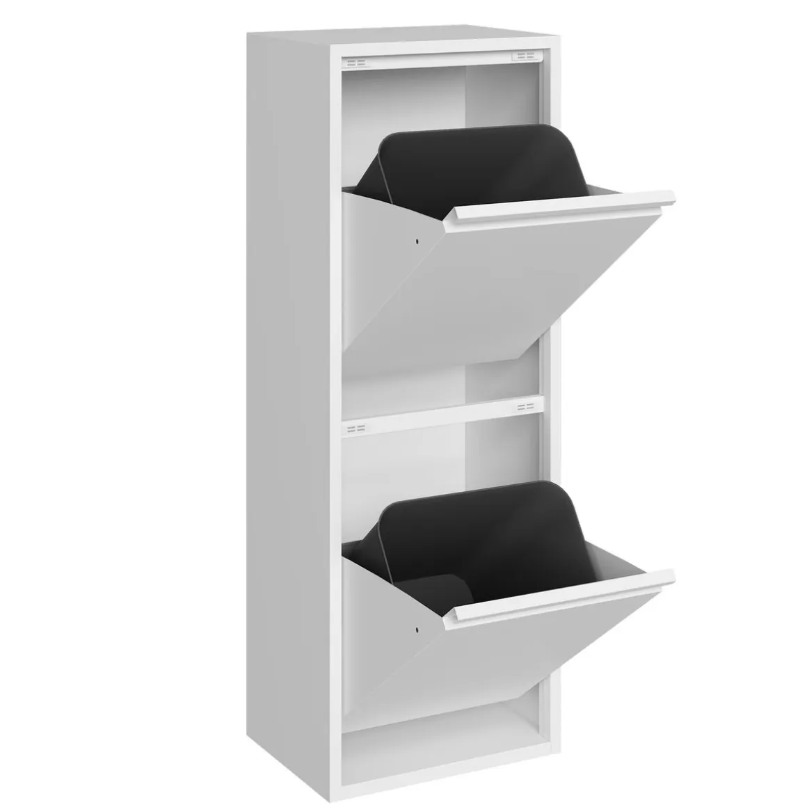 Abfalleimer Metall 2 Fächer 30L weiss