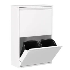 Abfalleimer Metall 4 Fächer 68L weiss