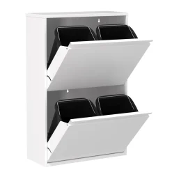 Abfalleimer Metall 4 Fächer 68L weiss