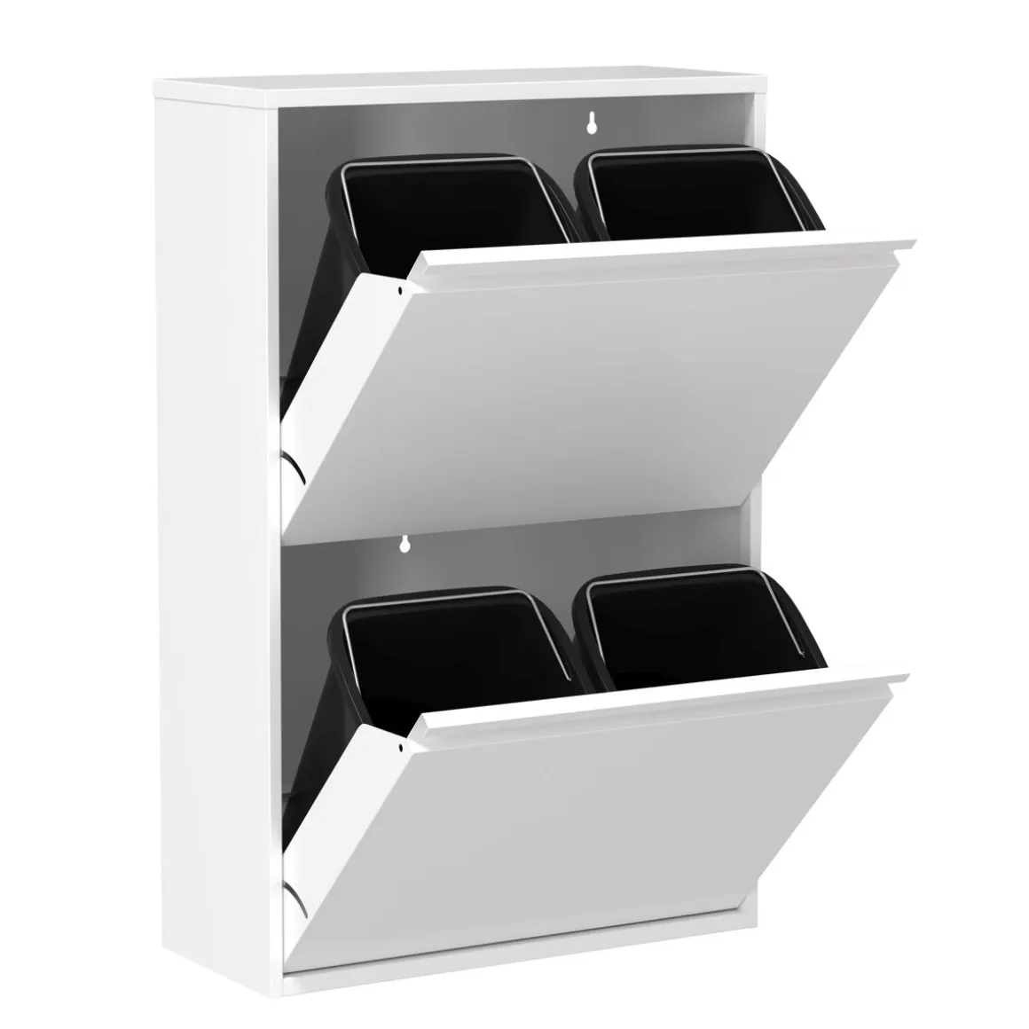 Abfalleimer Metall 4 Fächer 68L weiss