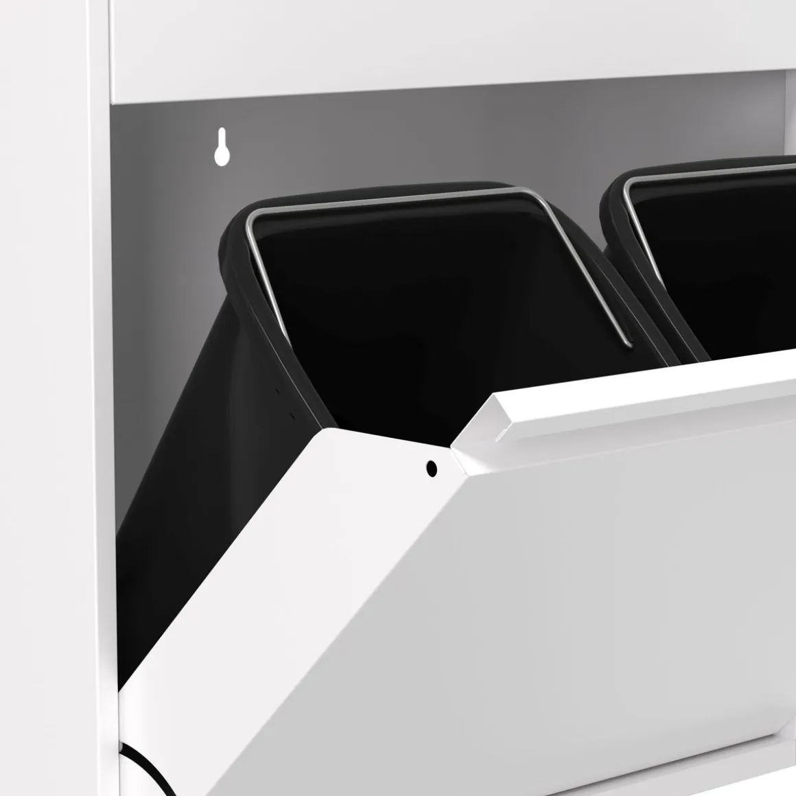 Abfalleimer Metall 4 Fächer 68L weiss
