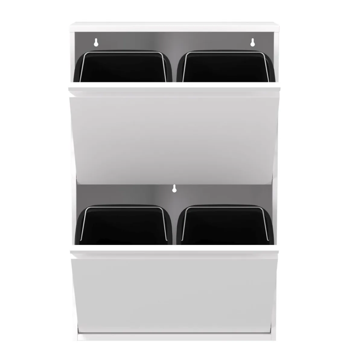 Abfalleimer Metall 4 Fächer 68L weiss