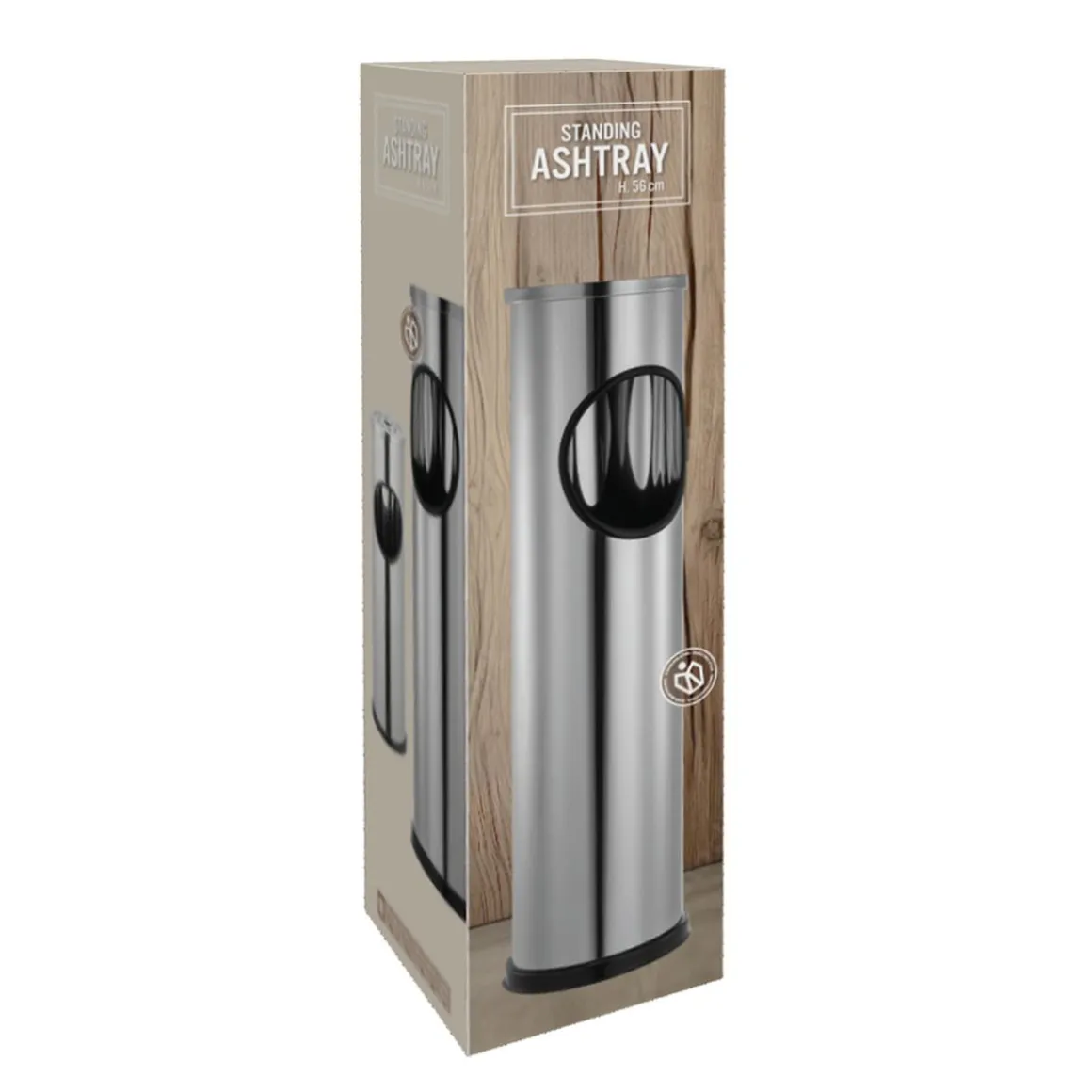 Abfalleimer mit Aschenbecher Edelstahl 10L