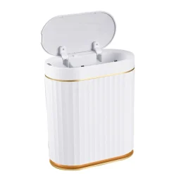 Abfalleimer mit Sensor 7L weiss/gold