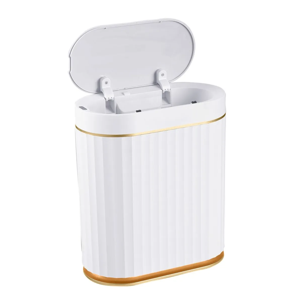 Abfalleimer mit Sensor 7L weiss/gold