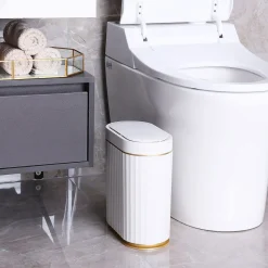 Abfalleimer mit Sensor 7L weiss/gold