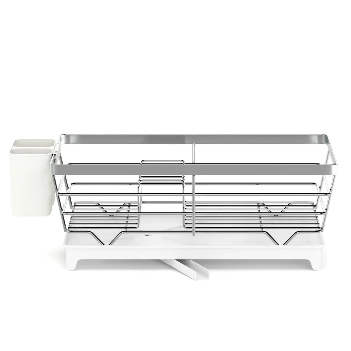 Abtropfgestell Edelstahl mit Auslauf 40 x 26 x 15 cm weiss/silber