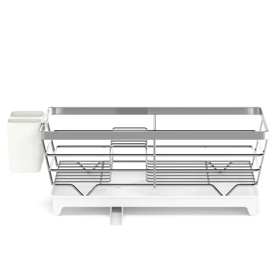 Abtropfgestell Edelstahl mit Auslauf 40 x 26 x 15 cm weiss/silber