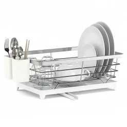 Abtropfgestell Edelstahl mit Auslauf 40 x 26 x 15 cm weiss/silber