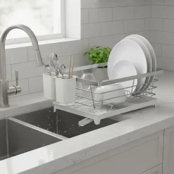 Abtropfgestell Edelstahl mit Auslauf 40 x 26 x 15 cm weiss/silber