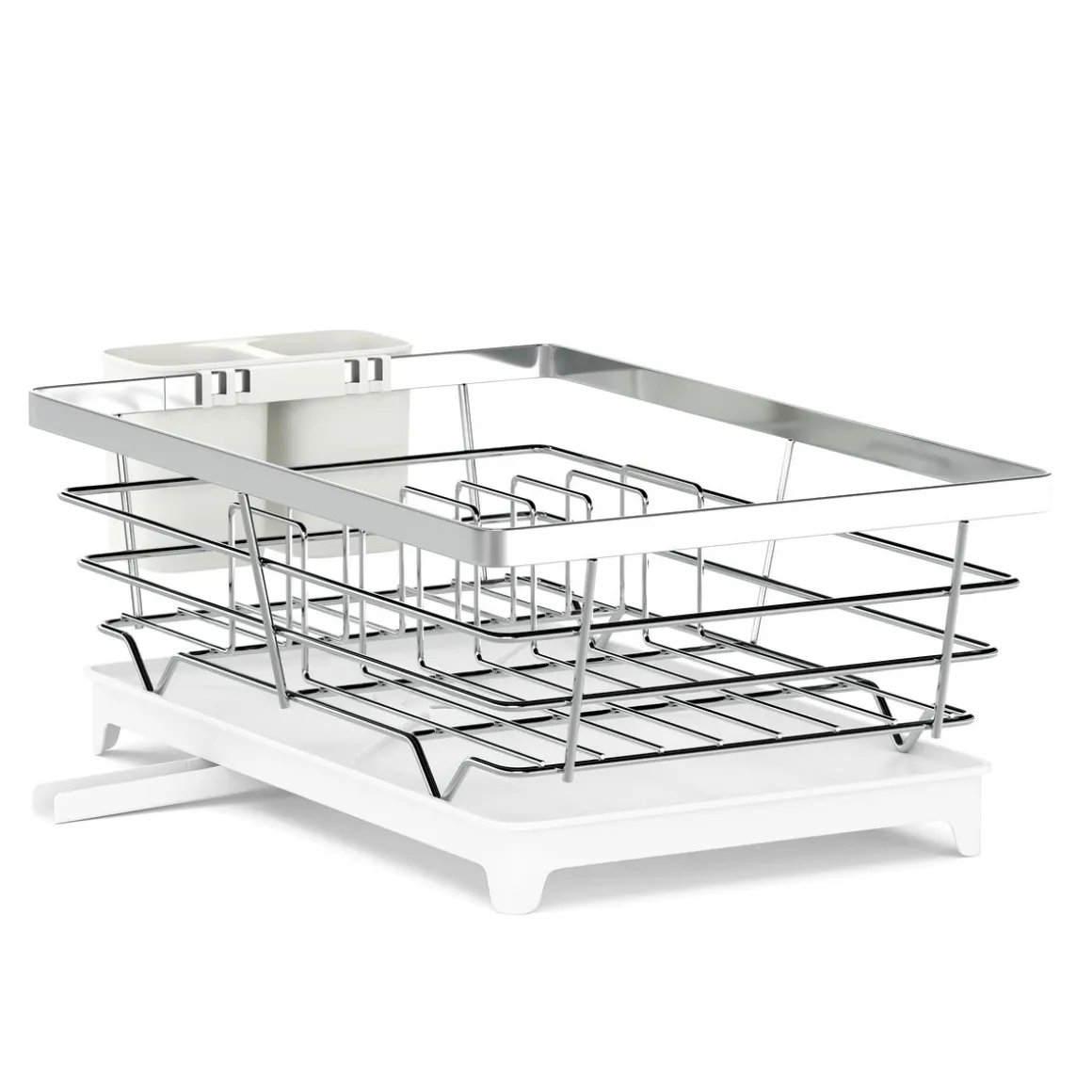 Abtropfgestell Edelstahl mit Auslauf 40 x 26 x 15 cm weiss/silber