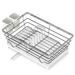 Abtropfgestell Edelstahl mit Auslauf 40 x 26 x 15 cm weiss/silber