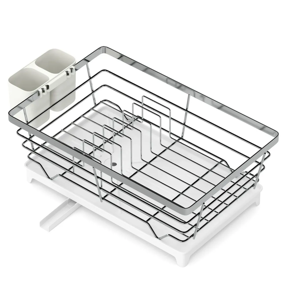 Abtropfgestell Edelstahl mit Auslauf 40 x 26 x 15 cm weiss/silber