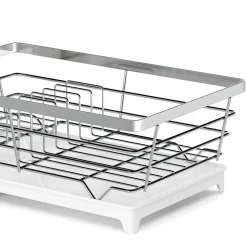 Abtropfgestell Edelstahl mit Auslauf 40 x 26 x 15 cm weiss/silber