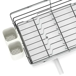 Abtropfgestell Edelstahl mit Auslauf 40 x 26 x 15 cm weiss/silber
