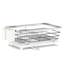 Abtropfgestell Edelstahl mit Auslauf 40 x 26 x 15 cm weiss/silber