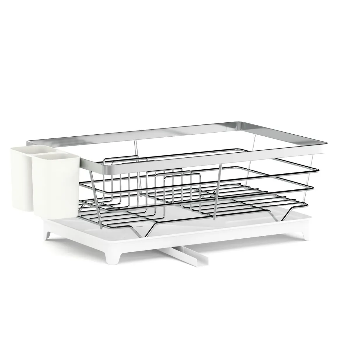 Abtropfgestell Edelstahl mit Auslauf 40 x 26 x 15 cm weiss/silber