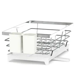Abtropfgestell Edelstahl mit Auslauf 40 x 26 x 15 cm weiss/silber