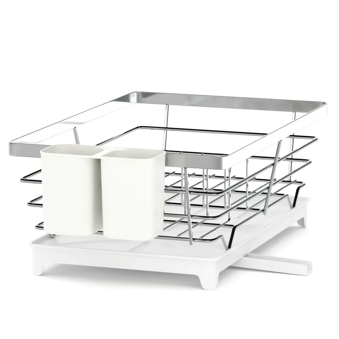 Abtropfgestell Edelstahl mit Auslauf 40 x 26 x 15 cm weiss/silber