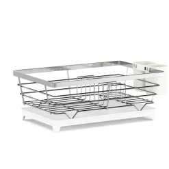 Abtropfgestell Edelstahl mit Auslauf 40 x 26 x 15 cm weiss/silber