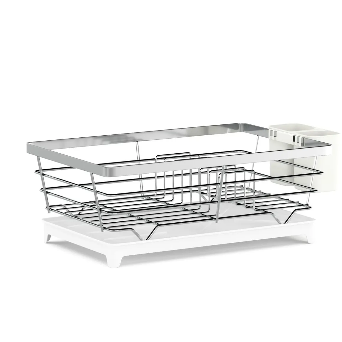Abtropfgestell Edelstahl mit Auslauf 40 x 26 x 15 cm weiss/silber