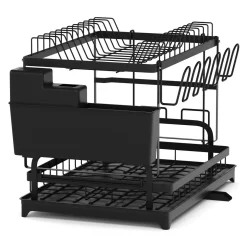 Abtropfgestell Metall 2 Etagen mit Auslauf 42 x 29 x 30 cm schwarz