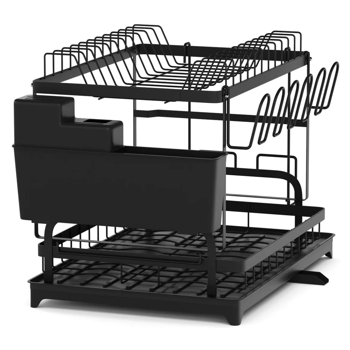 Abtropfgestell Metall 2 Etagen mit Auslauf 42 x 29 x 30 cm schwarz