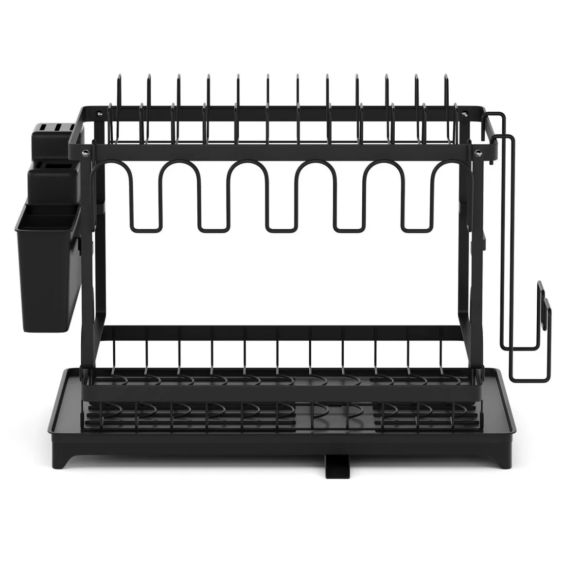 Abtropfgestell Metall 2 Etagen mit Auslauf 42 x 29 x 30 cm schwarz