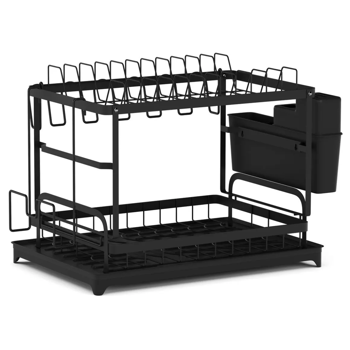 Abtropfgestell Metall 2 Etagen mit Auslauf 42 x 29 x 30 cm schwarz