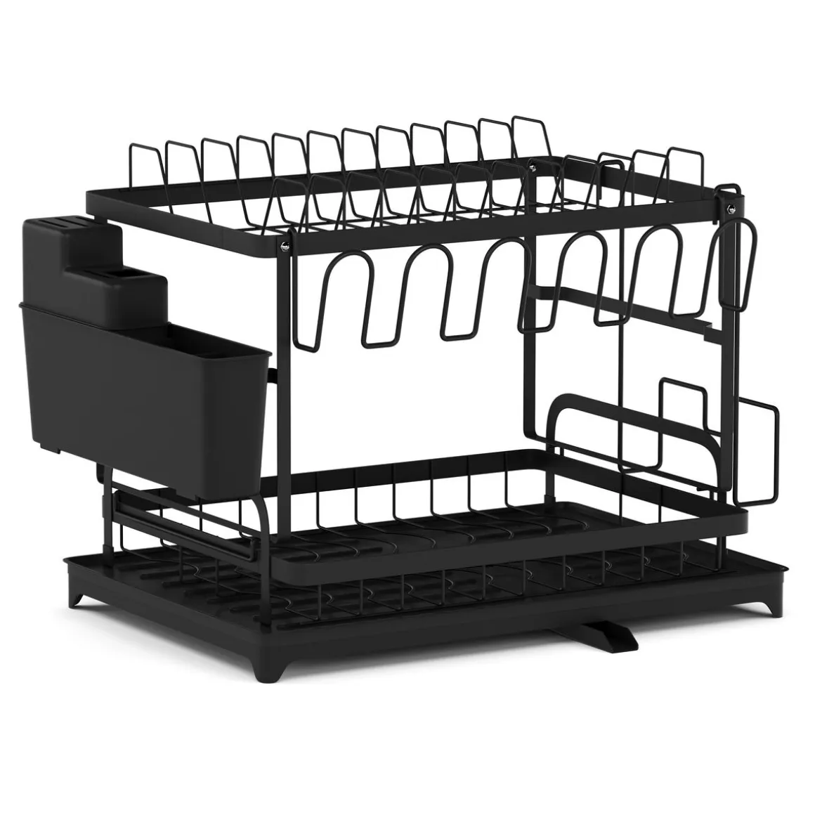 Abtropfgestell Metall 2 Etagen mit Auslauf 42 x 29 x 30 cm schwarz