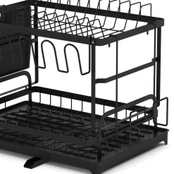 Abtropfgestell Metall 2 Etagen mit Auslauf 42 x 29 x 30 cm schwarz