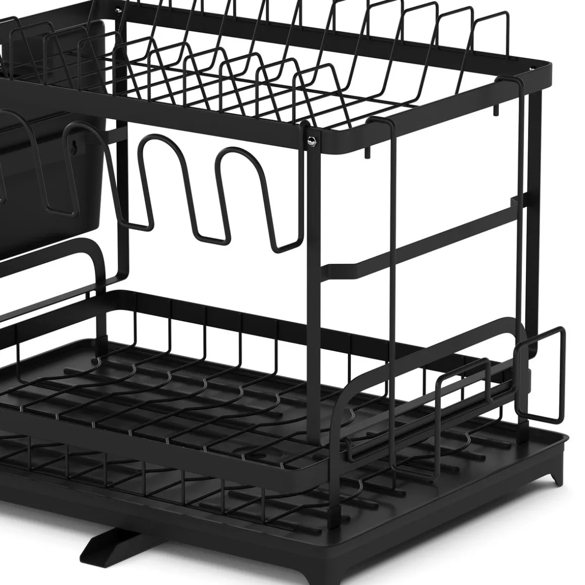 Abtropfgestell Metall 2 Etagen mit Auslauf 42 x 29 x 30 cm schwarz
