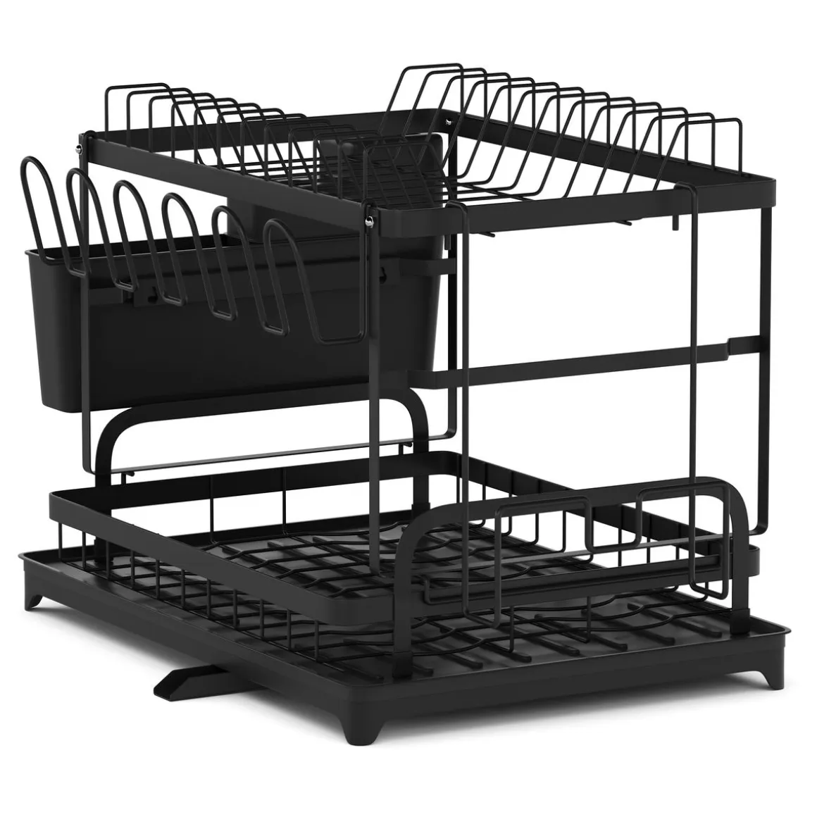 Abtropfgestell Metall 2 Etagen mit Auslauf 42 x 29 x 30 cm schwarz