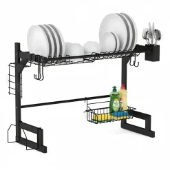 Abtropfgestell Metall 2 Etagen 65 x 28 x 52 cm schwarz