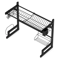 Abtropfgestell Metall 2 Etagen 65 x 28 x 52 cm schwarz