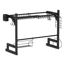 Abtropfgestell Metall 2 Etagen 65 x 28 x 52 cm schwarz