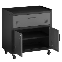 Aktenschrank MAKSIMUS 2 Türen 1 Schublade 77 x 80 cm anthrazit/schwarz
