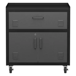 Aktenschrank MAKSIMUS 2 Türen 1 Schublade 77 x 80 cm anthrazit/schwarz