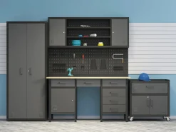 Aktenschrank MAKSIMUS 2 Türen 1 Schublade 77 x 80 cm anthrazit/schwarz