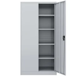 Aktenschrank mit 5 Böden 90 x 180 cm grau