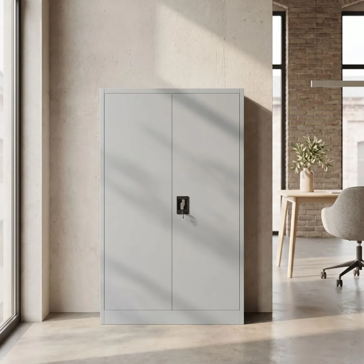 Aktenschrank mit 4 Böden 90 x 140 cm grau