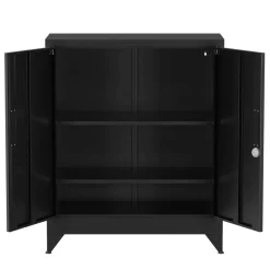 Aktenschrank mit 3 Böden 80 x 100 cm schwarz