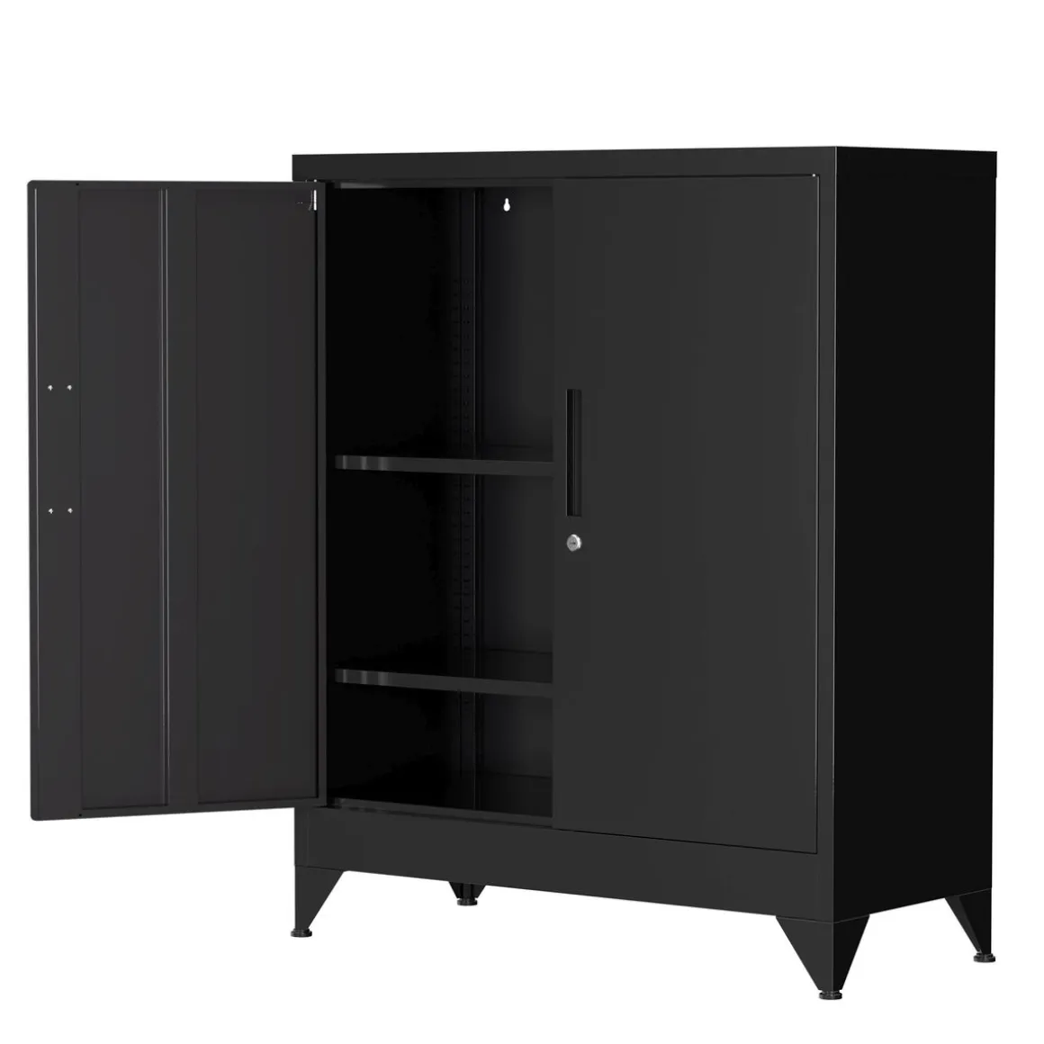 Aktenschrank mit 3 Böden 80 x 100 cm schwarz