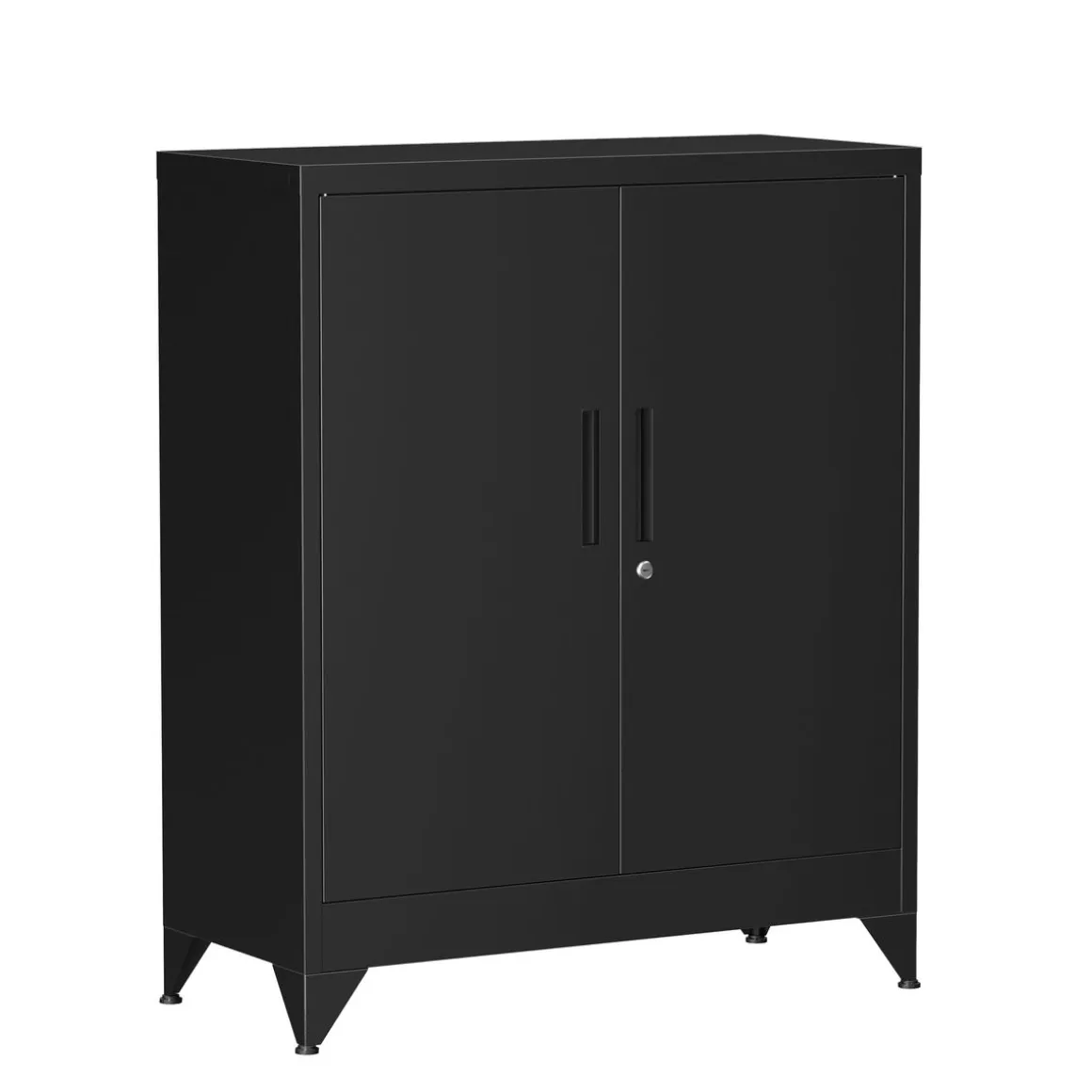 Aktenschrank mit 3 Böden 80 x 100 cm schwarz